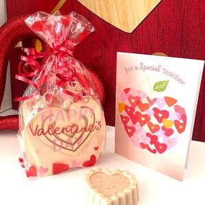 Valentine Heart Soap Gift package for a Teacher. Card Included.